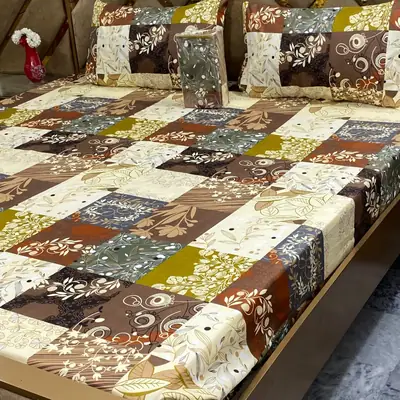 3 Pcs Cotton Printed Fitted Sheet