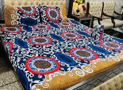 3 Pcs Cotton Printed Fitted Sheet