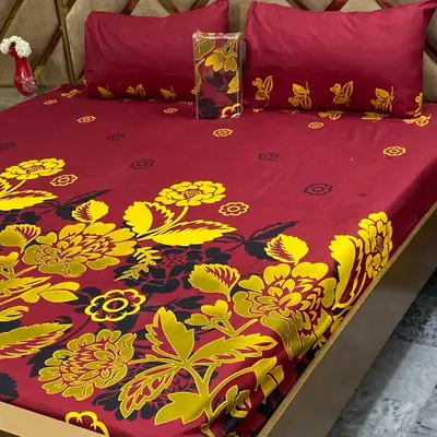 3 Pcs Cotton Printed Fitted Sheet