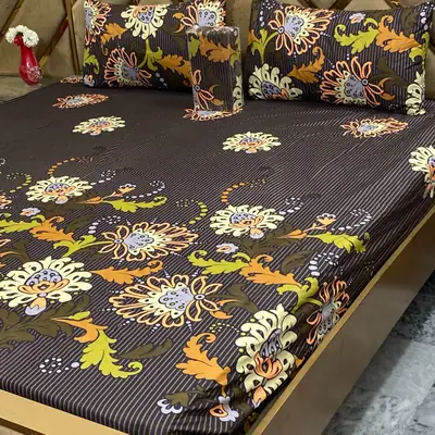 3 Pcs Cotton Printed Fitted Sheet