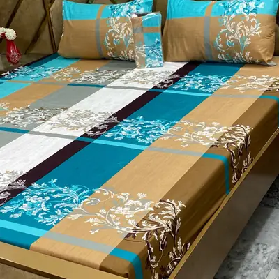 3 Pcs Cotton Printed Fitted Sheet