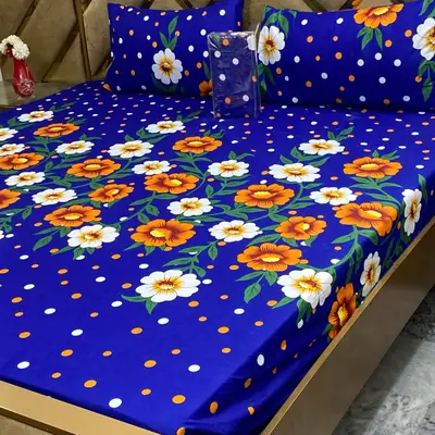 3 Pcs Cotton Printed Fitted Sheet
