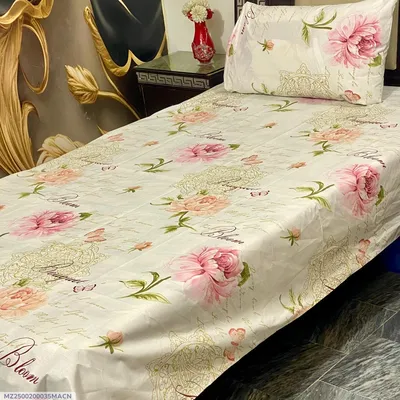 4 Pcs Cotton Printed Single Bedsheet thumbnail 1
