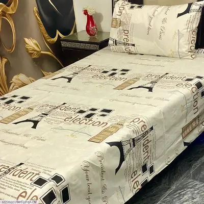 4 Pcs Cotton Printed Single Bedsheet
