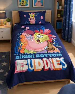 2 Pcs Cotton Printed Single Bedsheet
