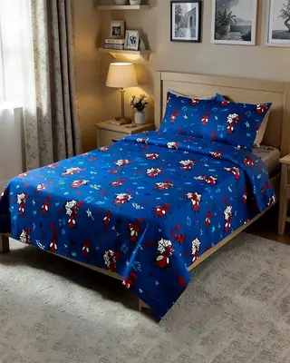 2 Pcs Cotton Printed Single Bedsheet