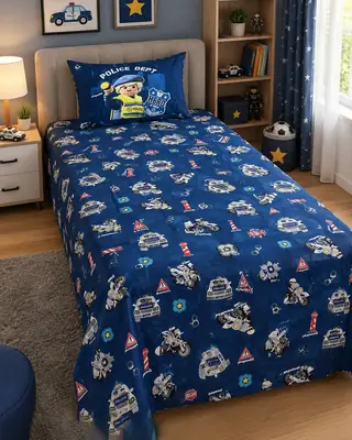 2 Pcs Cotton Printed Single Bedsheet
