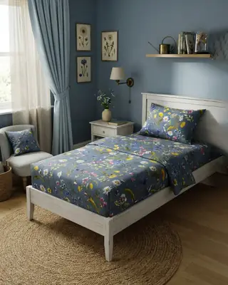 2 Pcs Cotton Printed Single Bedsheet