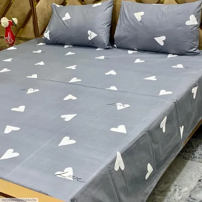 3 Pcs Cotton Printed Double Bedsheet thumbnail 1