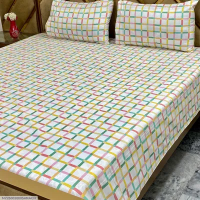 3 Pcs Cotton Printed Double Bedsheet thumbnail 1