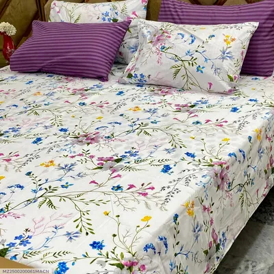 5 Pcs Cotton Printed Double Bedsheet