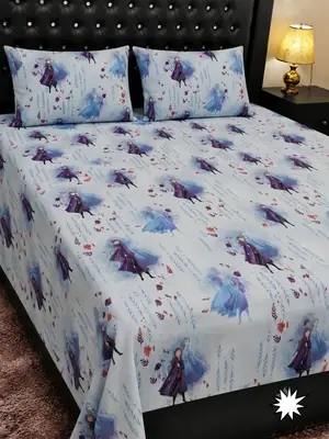 3 Pcs Cotton Printed Double Bedsheet