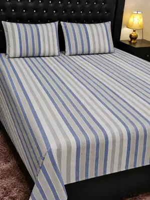 3 Pcs Cotton Printed Double Bedsheet