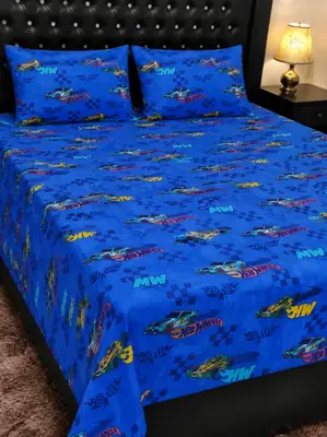 3 Pcs Cotton Printed Double Bedsheet