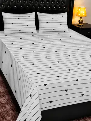 3 Pcs Cotton Printed Double Bedsheet