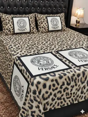 3 Pcs Cotton Printed Double Bedsheet