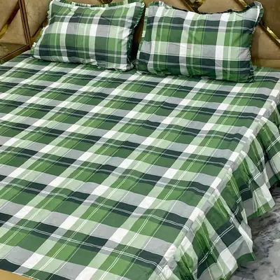 3 Pcs Cotton Printed Double Bedsheet