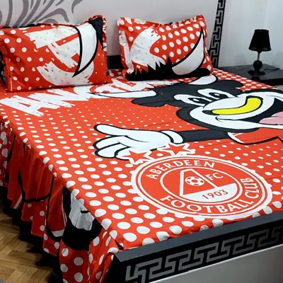 3 Pcs Cotton Printed Double Bedsheet