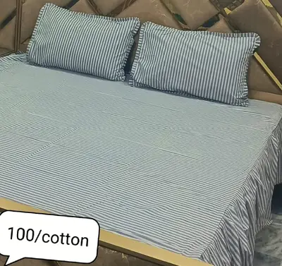 3 Pcs Cotton Printed Double Bedsheet