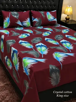 3 Pcs Cotton Printed Double Bedsheet