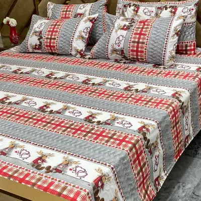 5 Pcs Cotton Printed Double Bedsheet