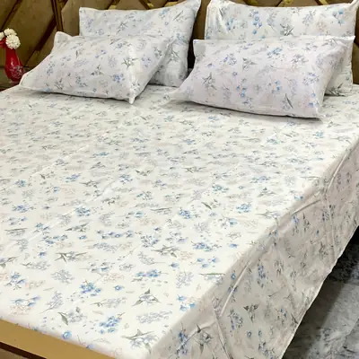 5 Pcs Cotton Printed Double Bedsheet