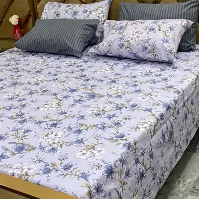 5 Pcs Cotton Printed Double Bedsheet
