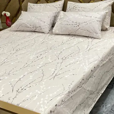 5 Pcs Cotton Printed Double Bedsheet