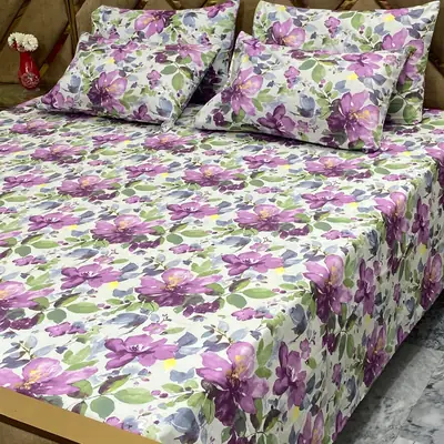 5 Pcs Cotton Printed Double Bedsheet