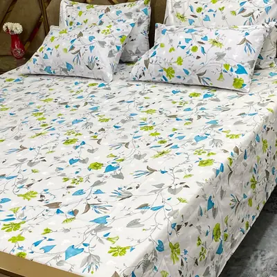 5 Pcs Cotton Printed Double Bedsheet
