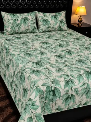 3 Pcs Cotton Printed Double Bedsheet