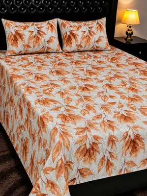 3 Pcs Cotton Printed Double Bedsheet