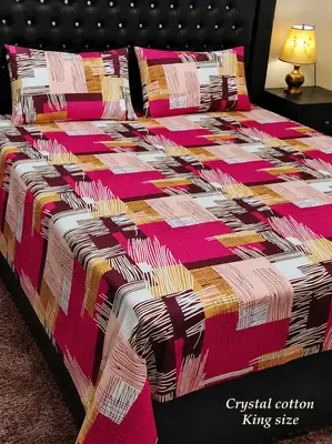 3 Pcs Cotton Printed Double Bedsheet