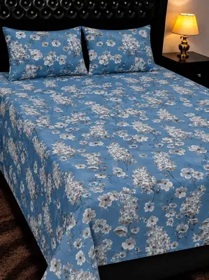 3 Pcs Cotton Printed Double Bedsheet