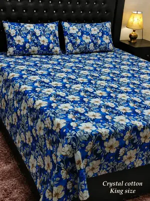 3 Pcs Cotton Printed Double Bedsheet
