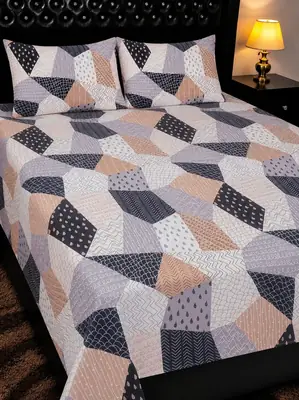 3 Pcs Cotton Printed Double Bedsheet