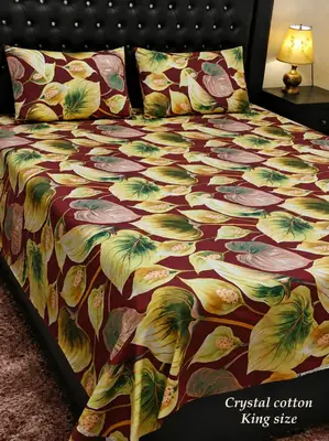3 Pcs Cotton Printed Double Bedsheet