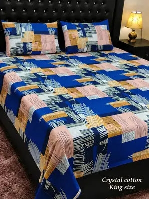 3 Pcs Cotton Printed Double Bedsheet