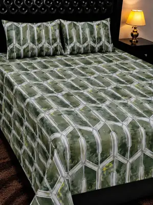 3 Pcs Cotton Printed Double Bedsheet