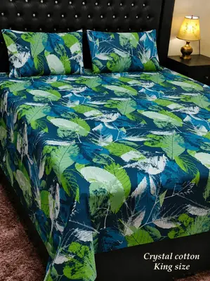 3 Pcs Cotton Printed Double Bedsheet