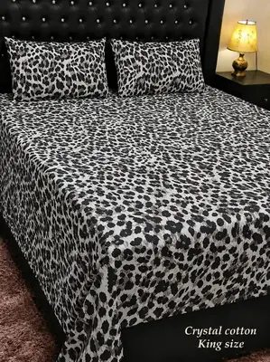 3 Pcs Cotton Printed Double Bedsheet