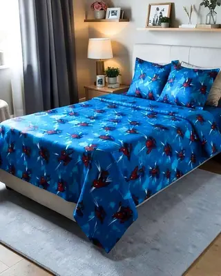 3 Pcs Cotton Printed Double Bedsheet
