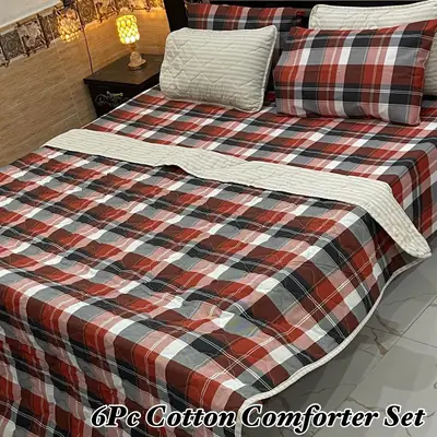 6 Pcs Cotton Printed Comforter Set