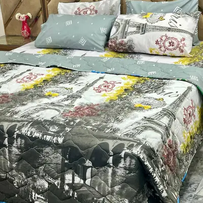 6 Pcs Cotton Printed Comforter Set