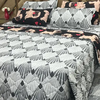 6 Pcs Cotton Printed Comforter Set