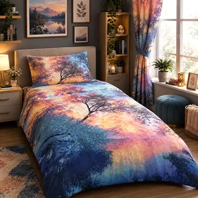 3 Pcs Cotton Printed Comforter Set