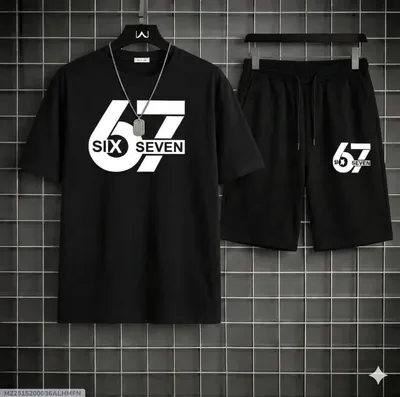 Men Black Printed 2Pcs Track Suit thumbnail 1