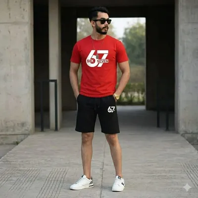 Men Red 67 Seven Printed Track Suit 2Pcs Polyester thumbnail 2