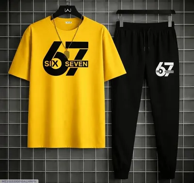 Men Printed Track Suit Yellow Black thumbnail 1
