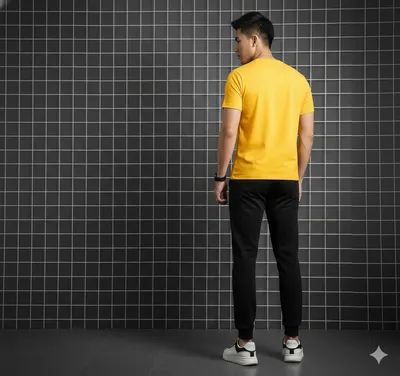 Men Printed Track Suit Yellow Black thumbnail 3